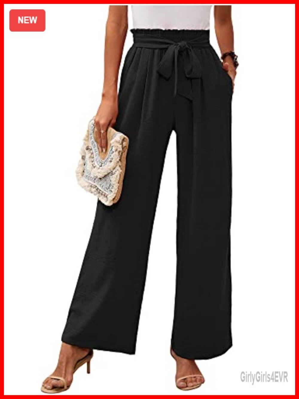 Wide Leg Pants High Waist Tie Knot Trousers